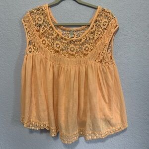 Free People Crochet Lace Floral Boho Chic Top